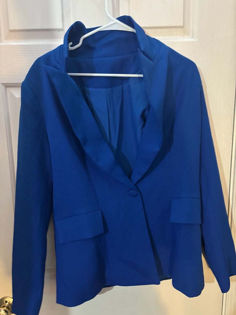 Royal Blue Single Button Blazer with Collar and Pockets Size M